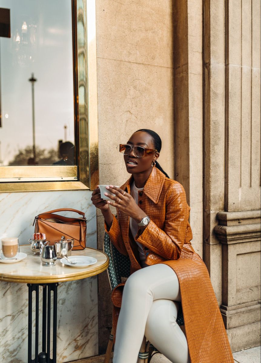 Black woman girl autumn fall aesthetic